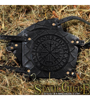 A Pair Leather Bracers Vegvisir Futhark   with Scale design 